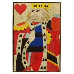 Stretched woven tapestry “Roi de Coeur” by J.Y Rocher D.M.C 1973 France