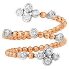 Stretchy Gold Bead & Diamond Ring in 18 Karat White & Rose Gold