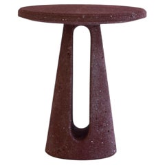 Striata Grey Sculptural Hand-Carved Lava Stone Side Table, Hand-Made in Mexico