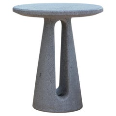 Striata Grey Sculptural Hand-Carved Lava Stone Side Table, Hand-Made in Mexico