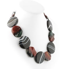 Striated Achat Jaspis Silber Perlen Boho Chic Bunte Halskette Intini Juwelen