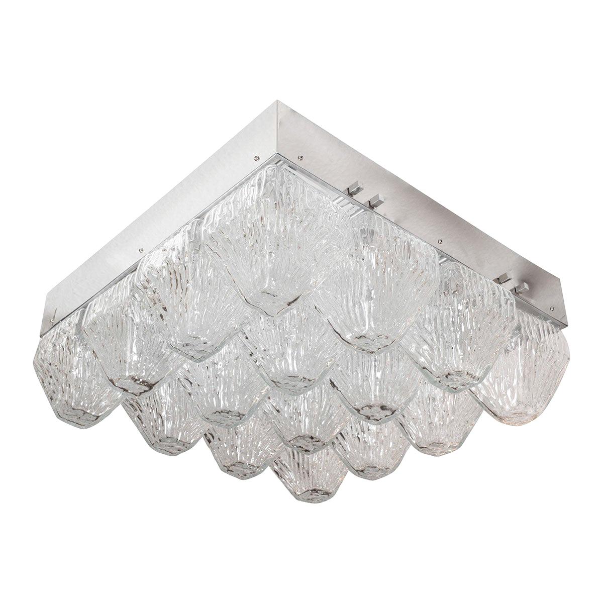 Striated Glass Element Flush Mount For Sale