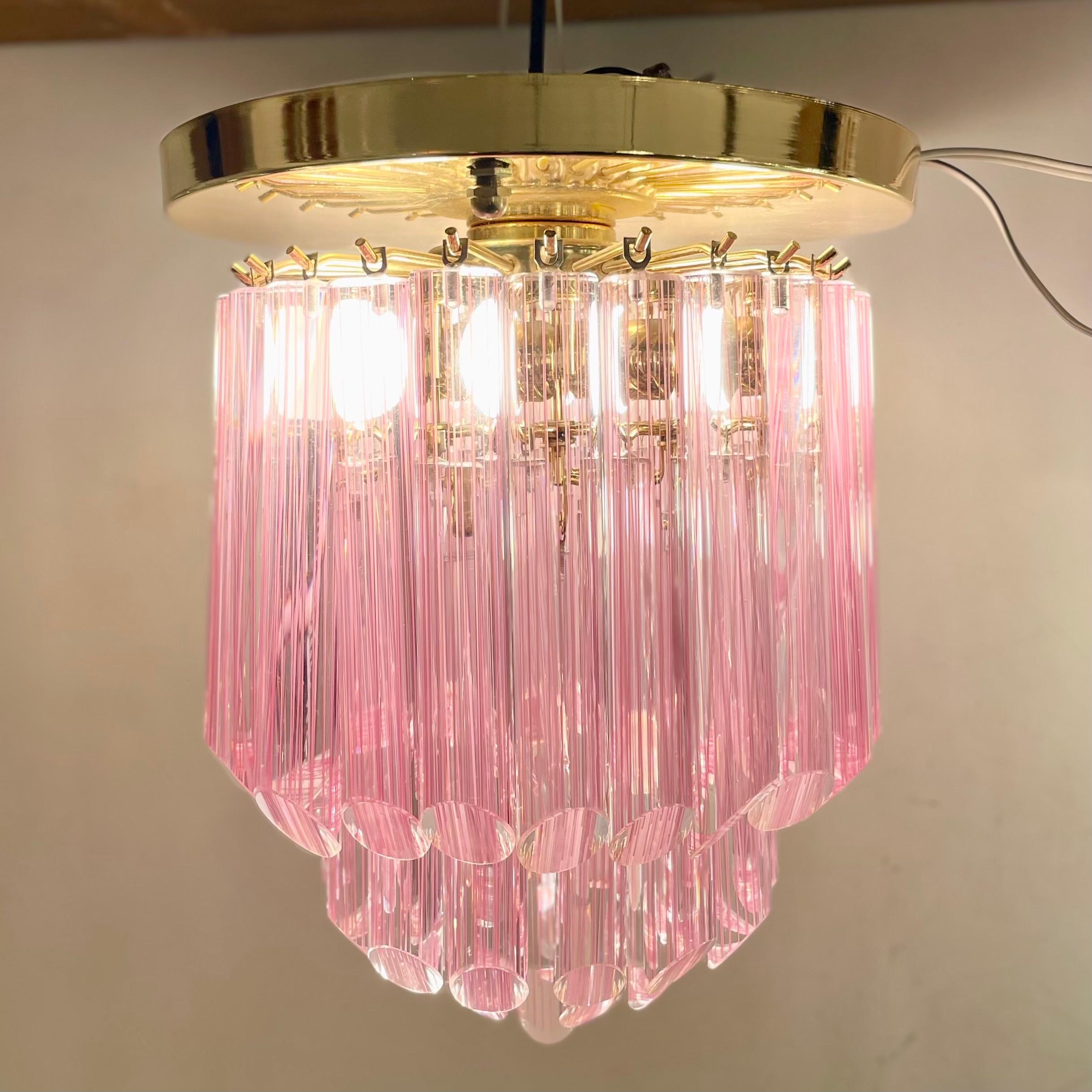 Hollywood Regency Striated Murano Ceiling Lamp, 1980s For Sale