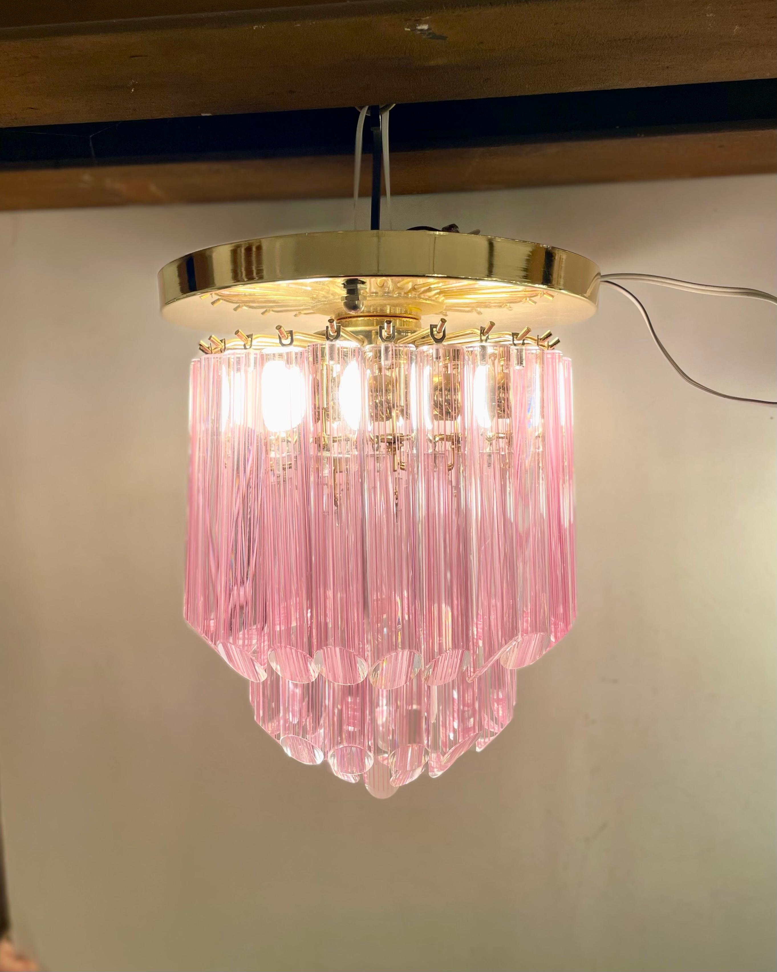 Metal Striated Murano Ceiling Lamp, 1980s For Sale