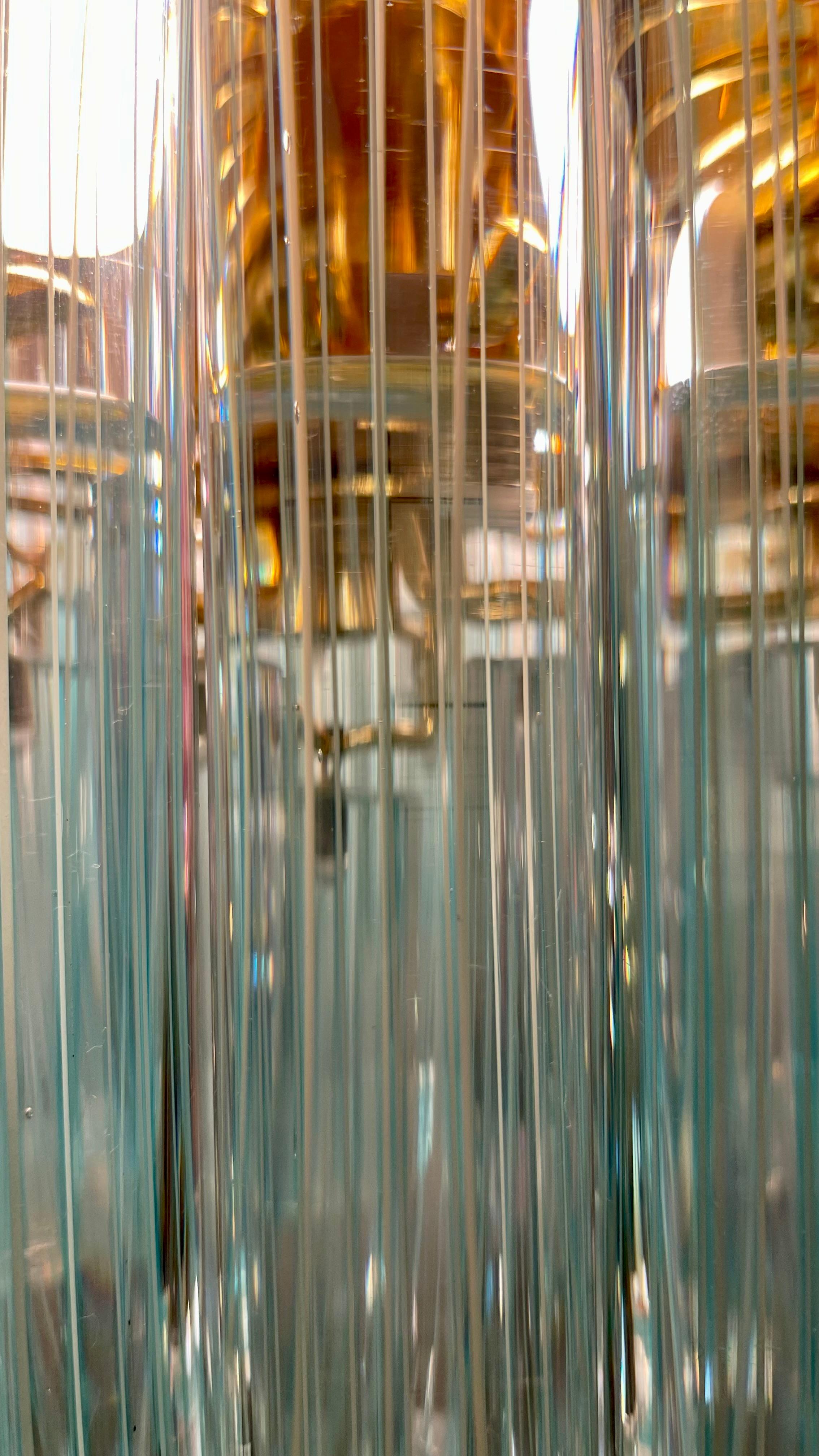 Metal Striated Murano Ceiling Lamp, 1980s For Sale