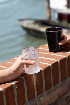 STRICA Murano Glass Tumbler with Ruby Rim by Giberto Ven