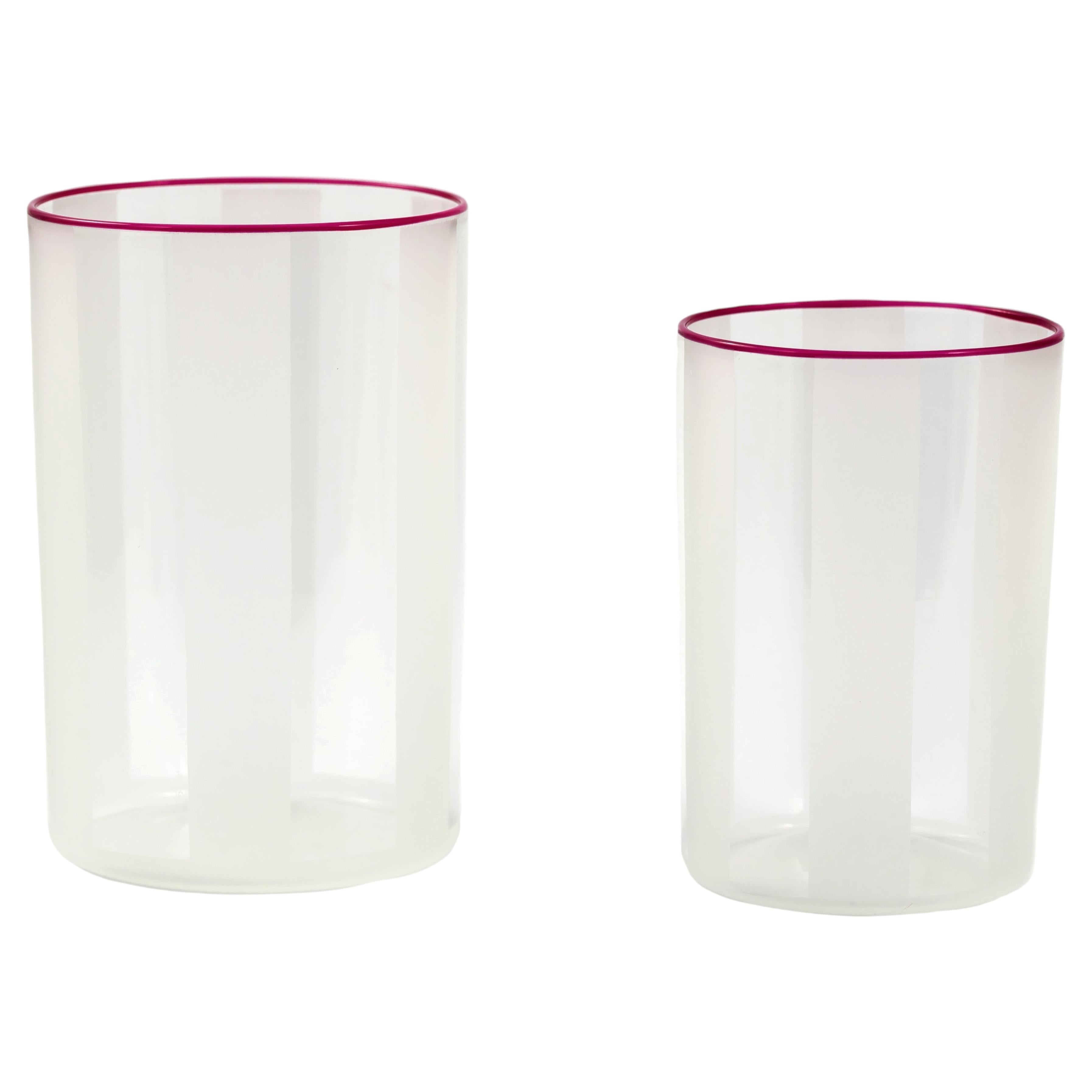 STRICA Murano Glass Tumbler with Ruby Rim by Giberto Ven