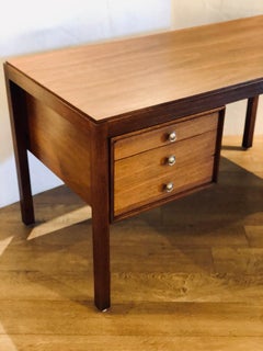 Stricking American Walnut and Cane Midcentury Desk and Chair