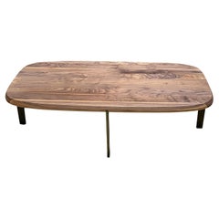 Stricking Danish Modern Solid Walnut & Bronze Coffee table by Niels Bendtsen