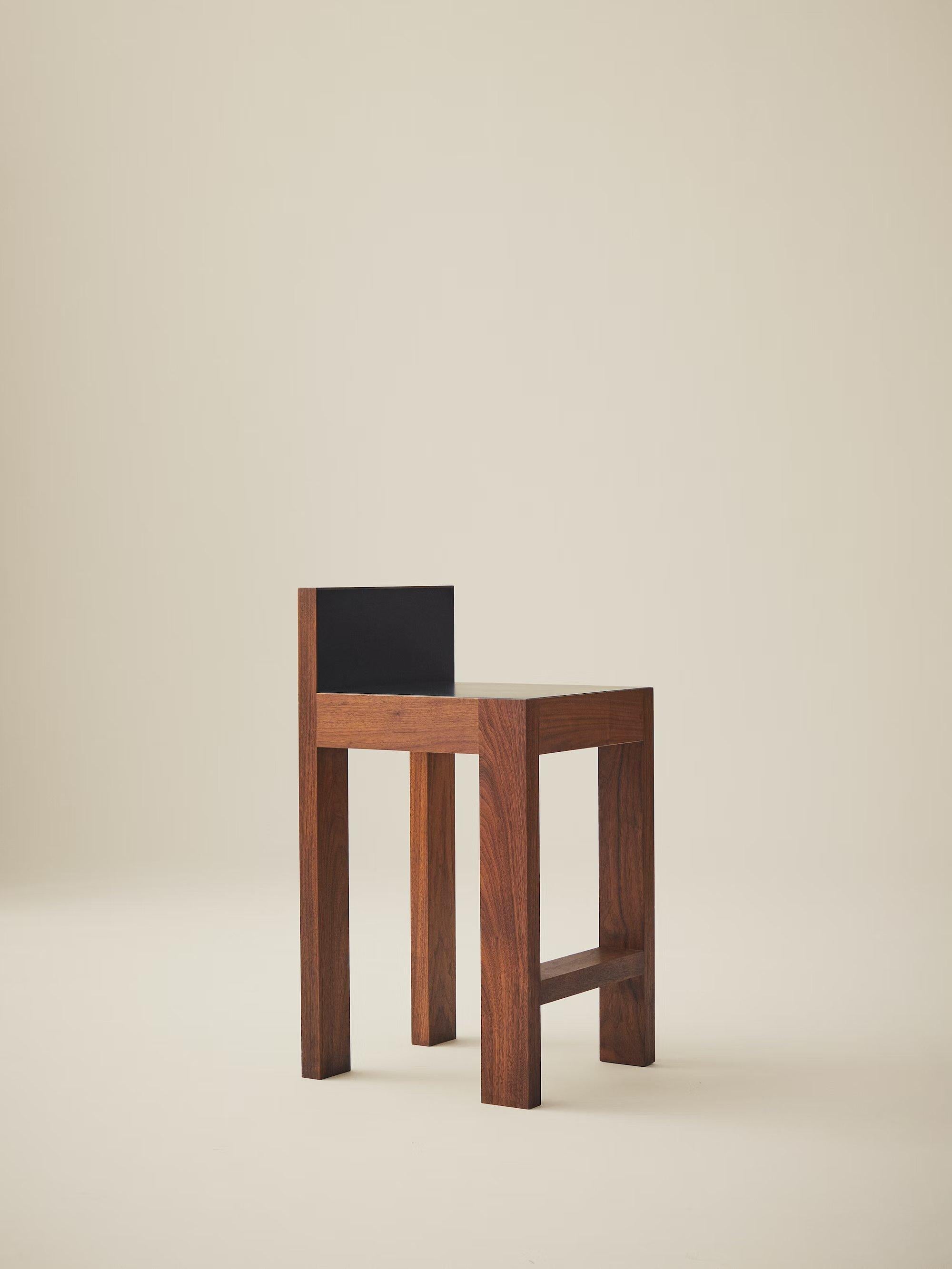 Swedish Strict Bar Stool in Oak and Leather Shoulder For Sale