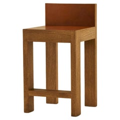 Strict Bar Stool in Oak and Leather Shoulder