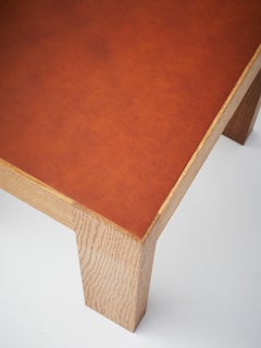 Strict Small Stool in Oak/ Leather by Louise Liljencrantz