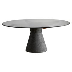 Stricta Circular Dining Table, Hand-carved Stone, Made in Mexico