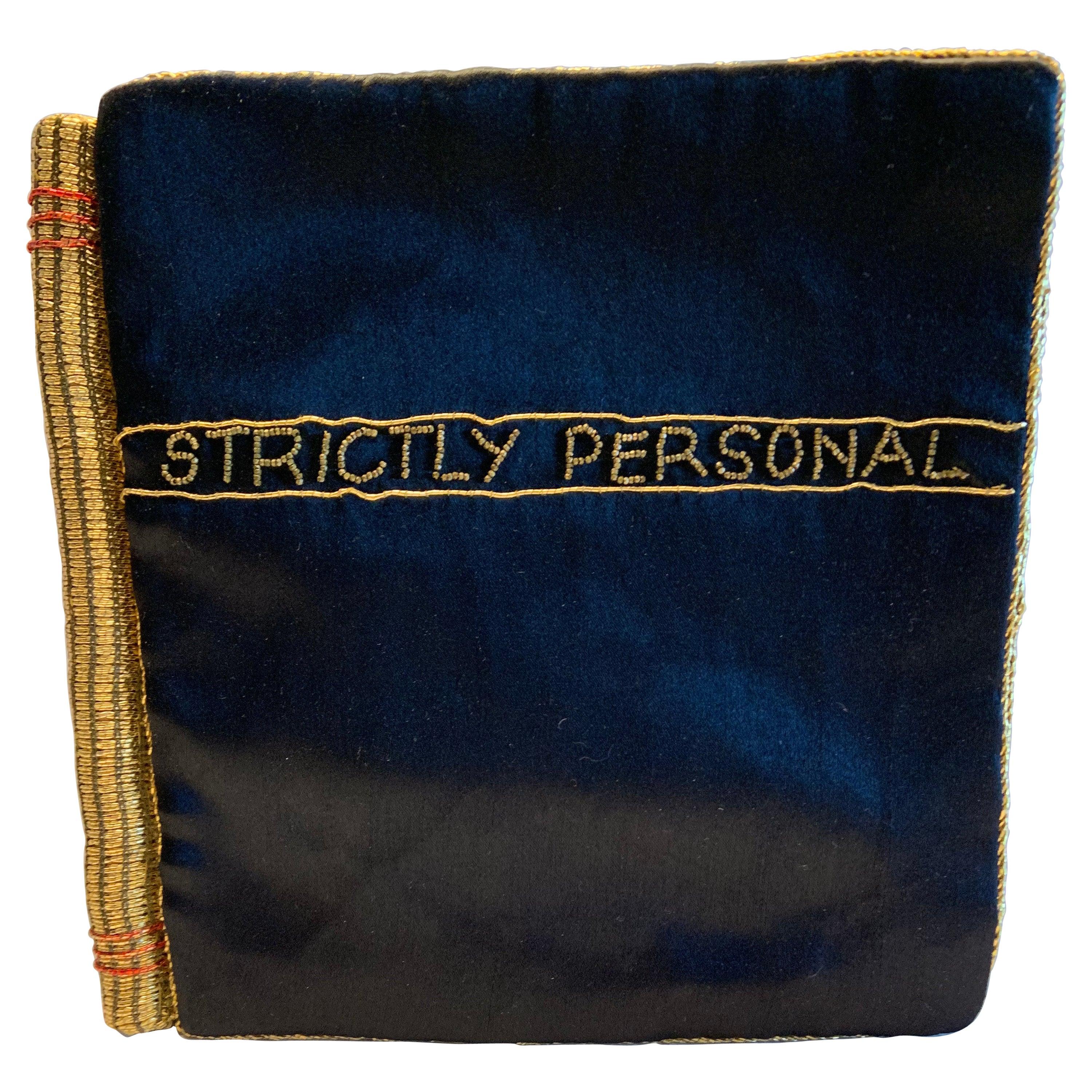 Strictly Personal Purse Black Satin and Gold Beads Shaped Like A Secret Diary 