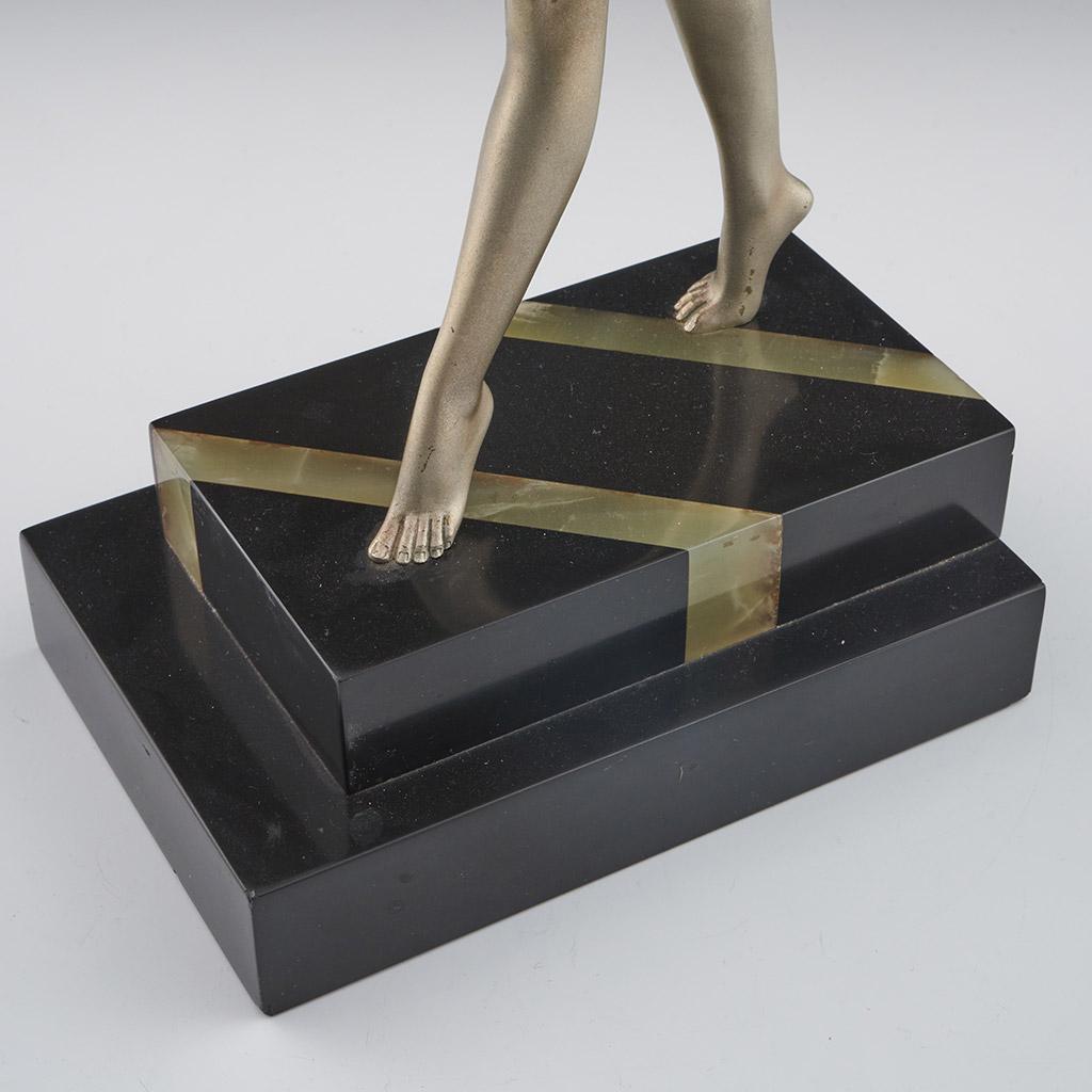 'Striding Woman' Ferdinand Preiss Art Deco Bronze Sculpture of a Nude Woman For Sale 10
