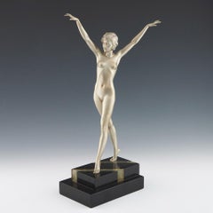 'Striding Woman' Ferdinand Preiss Art Deco Bronze Sculpture of a Nude Woman