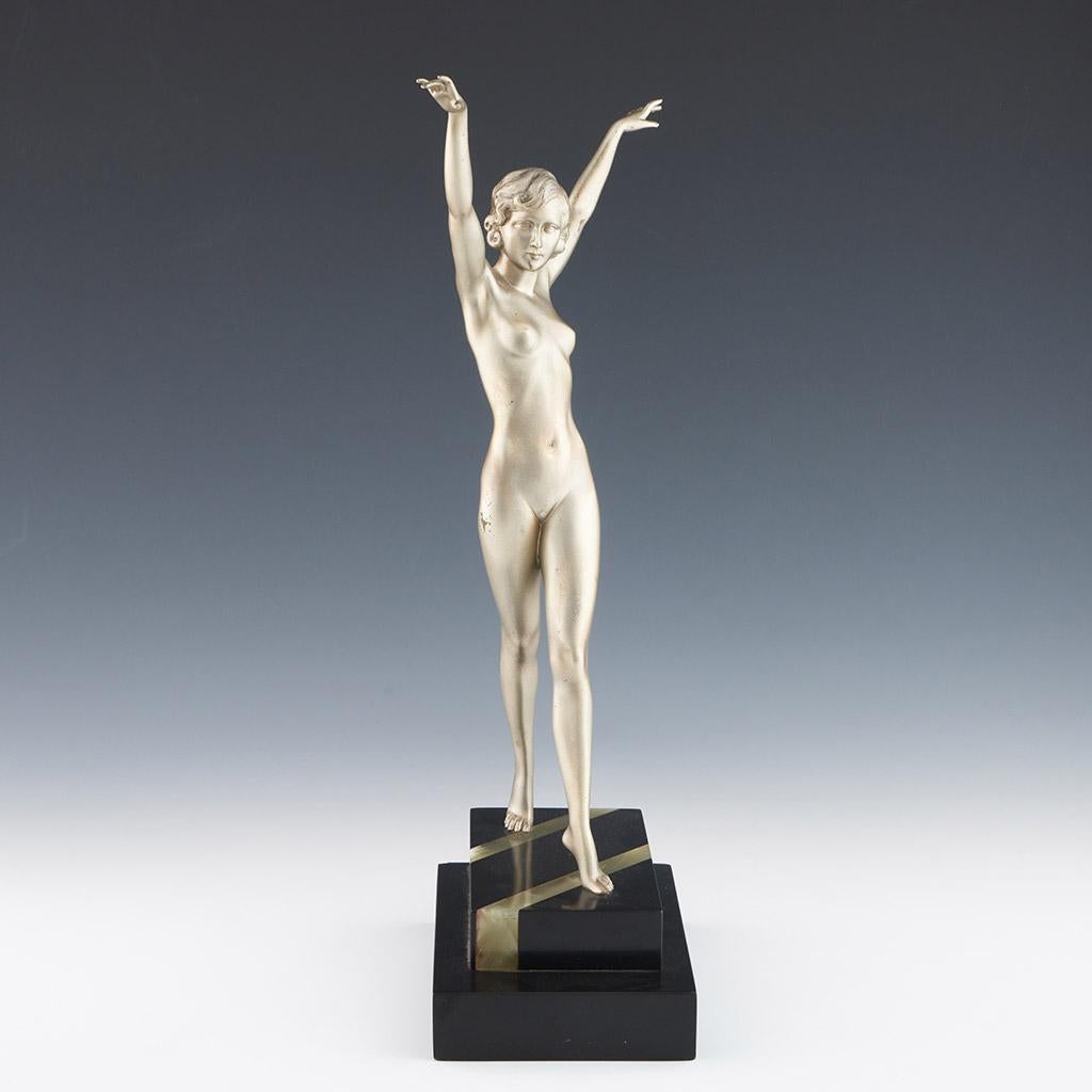 German 'Striding Woman' Ferdinand Preiss Art Deco Bronze Sculpture of a Nude Woman For Sale