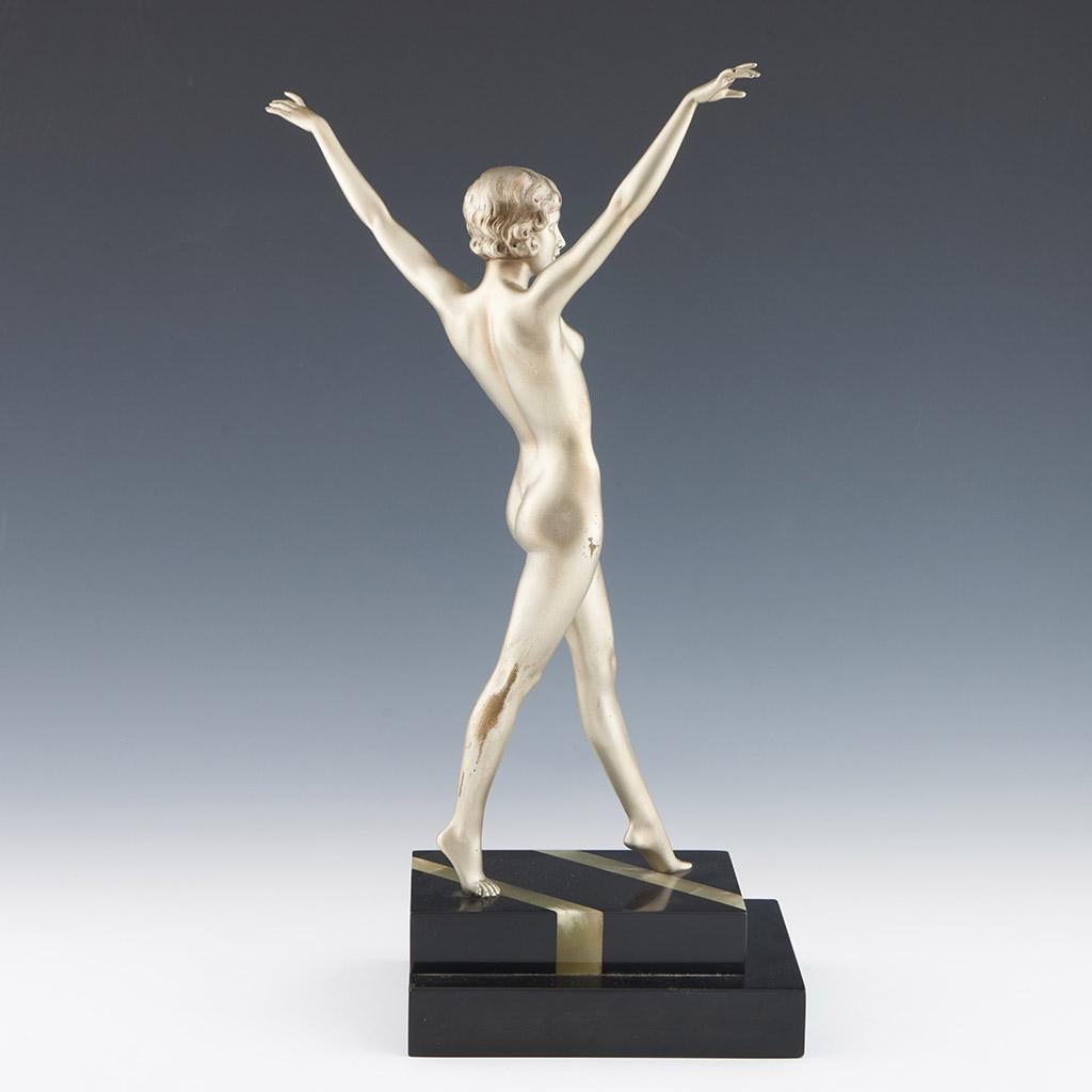 Early 20th Century 'Striding Woman' Ferdinand Preiss Art Deco Bronze Sculpture of a Nude Woman For Sale