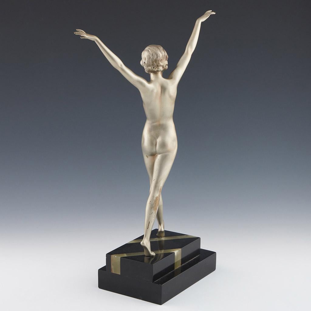 'Striding Woman' Ferdinand Preiss Art Deco Bronze Sculpture of a Nude Woman For Sale 1