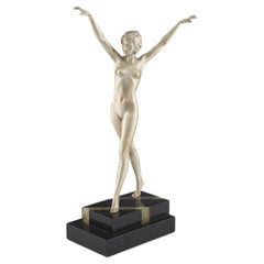 'Striding Woman' Ferdinand Preiss Art Deco Bronze Sculpture of a Nude Woman