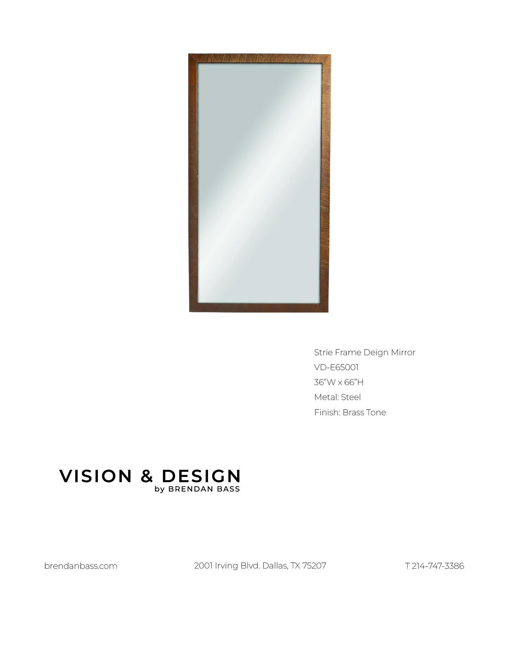 Strie Frame Deign Mirror Frame in Brass Tone Steel In Good Condition For Sale In Dallas, TX