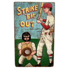 'Strike ‘Em Out’ Carnival Toss Sign, 1940s USA