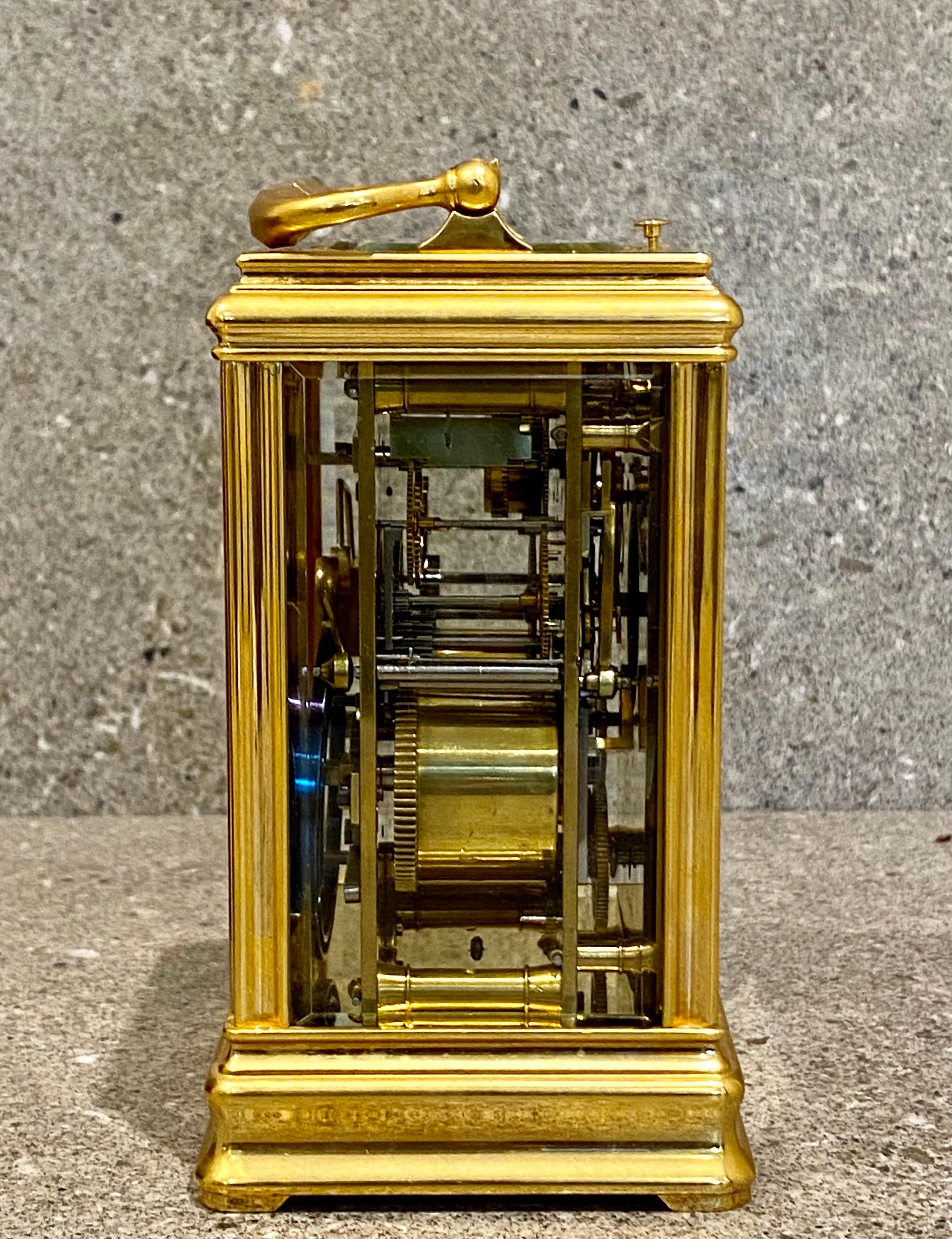 Strike Repeat Alarm Carriage Clock by Drocourt for E. White In Good Condition For Sale In London, GB