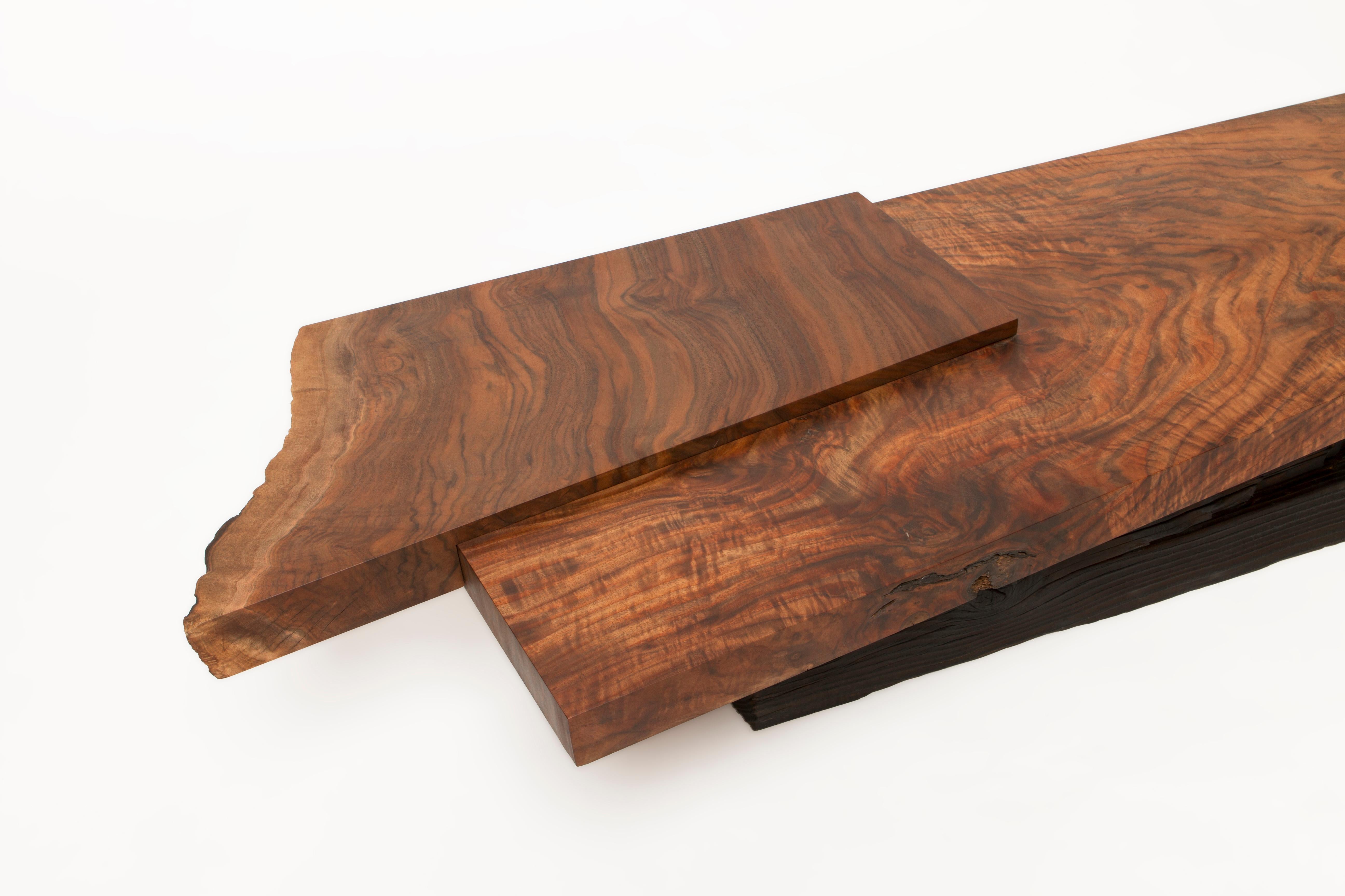 Part of Taylor Donsker's Strike/Slip collection, this abstract modern bench is inspired by California strike slip earthquakes and wood movement. The strike/slip bench features a multi-layered, 