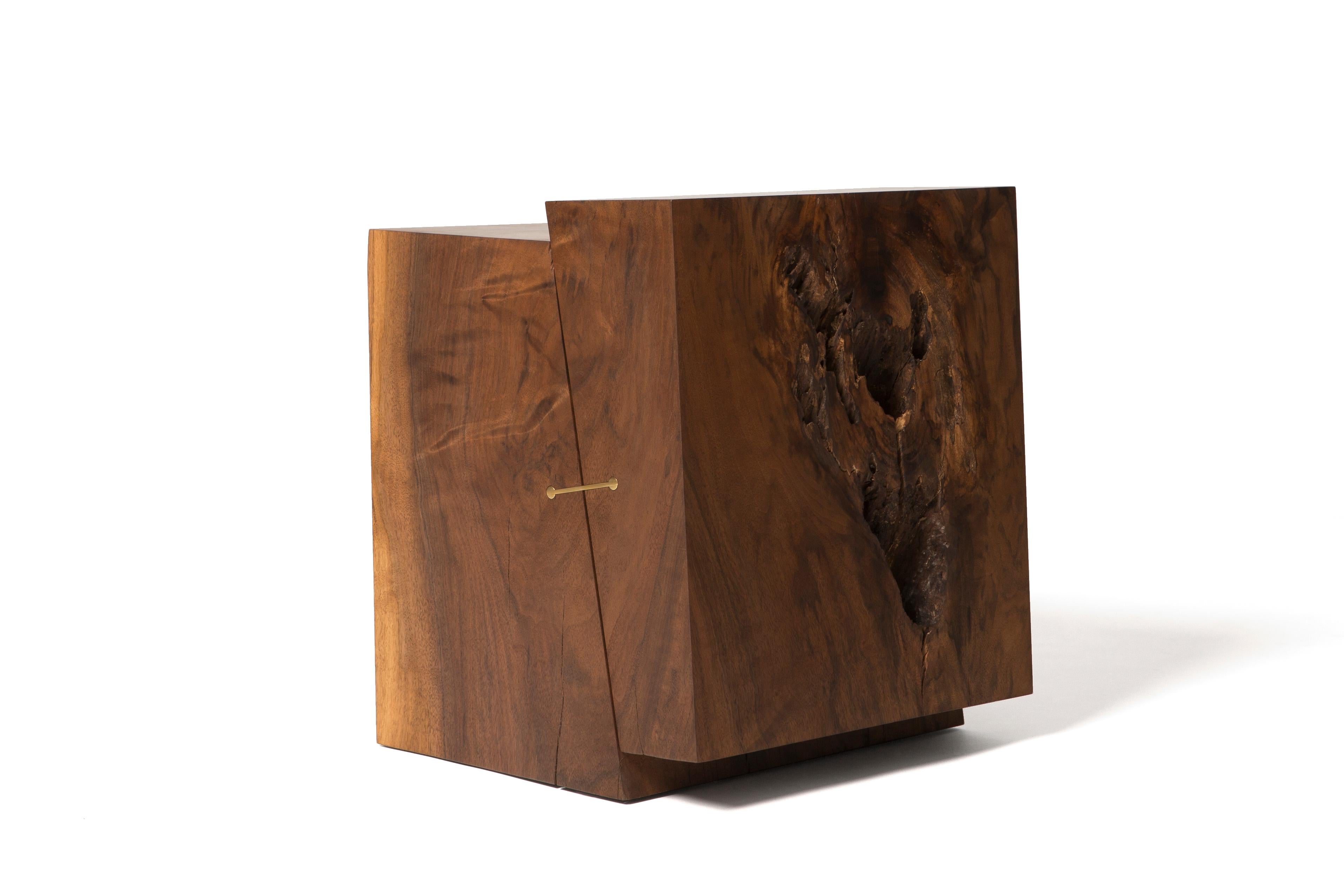 Sawn from beams of solid California Walnut, these constructivist styled Strike/Slip earthquake inspired building blocks by Taylor Donsker are versatile. Hand finished on all sides, these blocks can be rotated and/or flipped onto all sides to reveal