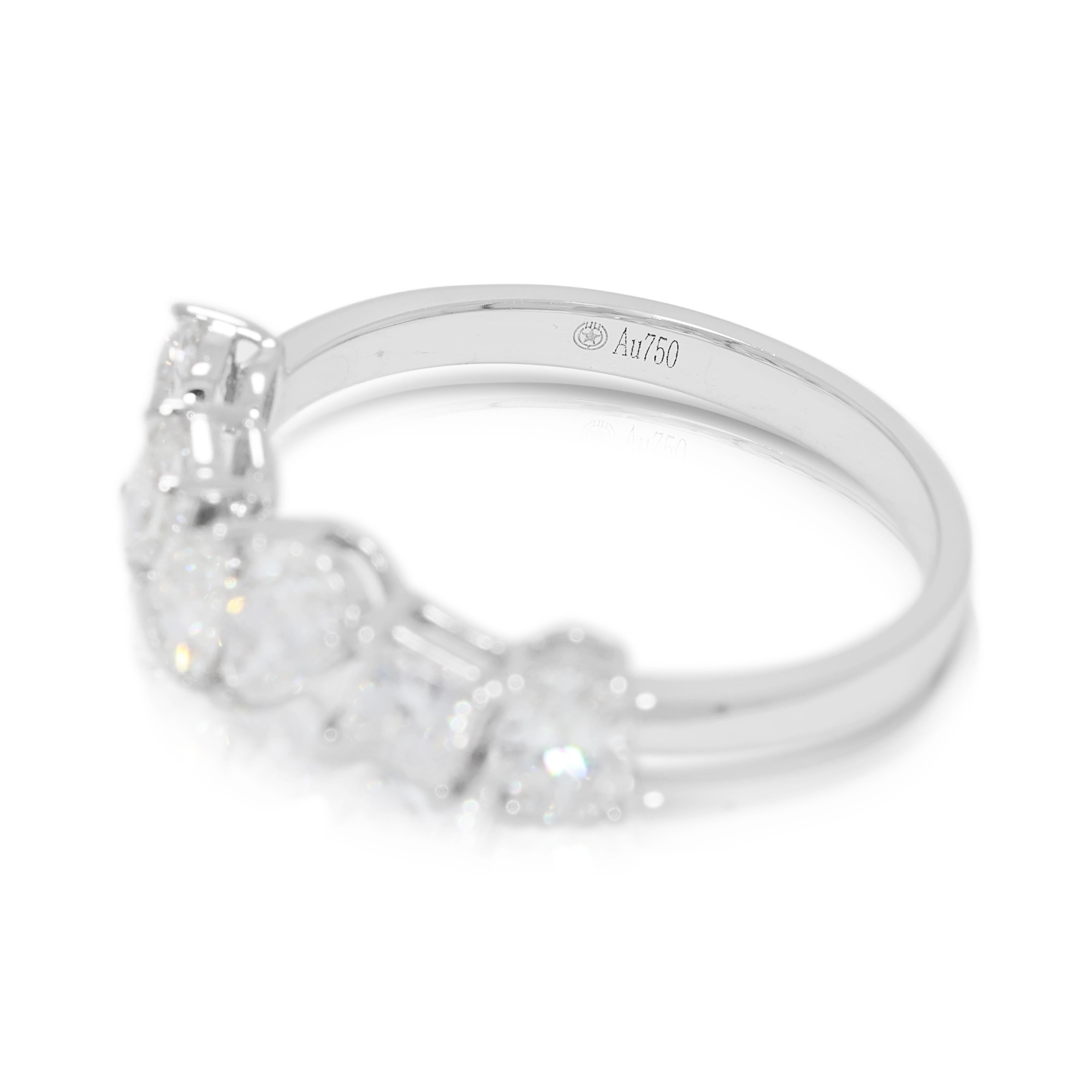 Taglio a goccia Whiting, anello con diamante naturale a taglio misto da 1,10 carati in oro bianco 18K in vendita
