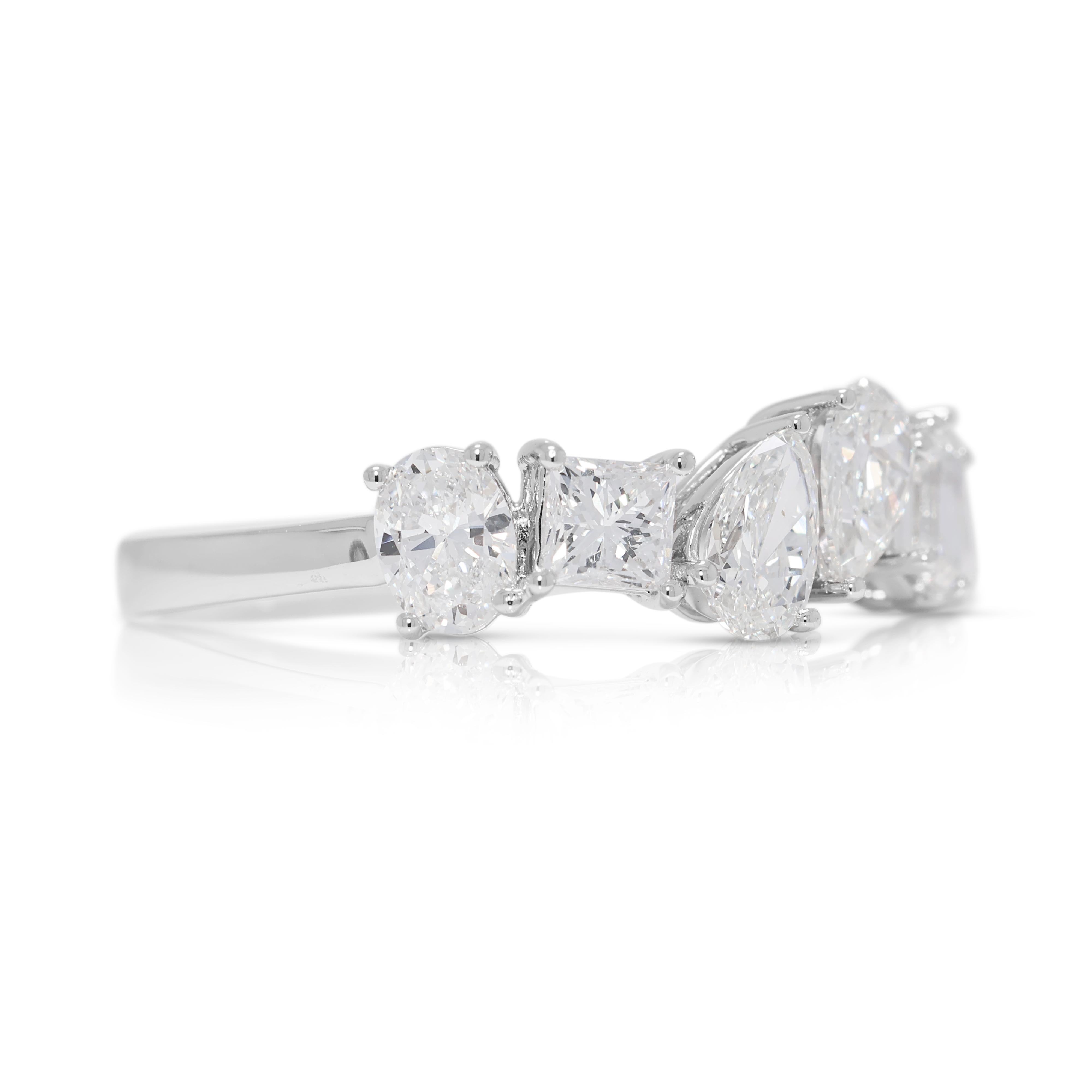 Whiting, anello con diamante naturale a taglio misto da 1,10 carati in oro bianco 18K In condizioni Nuovo in vendita a רמת גן, IL