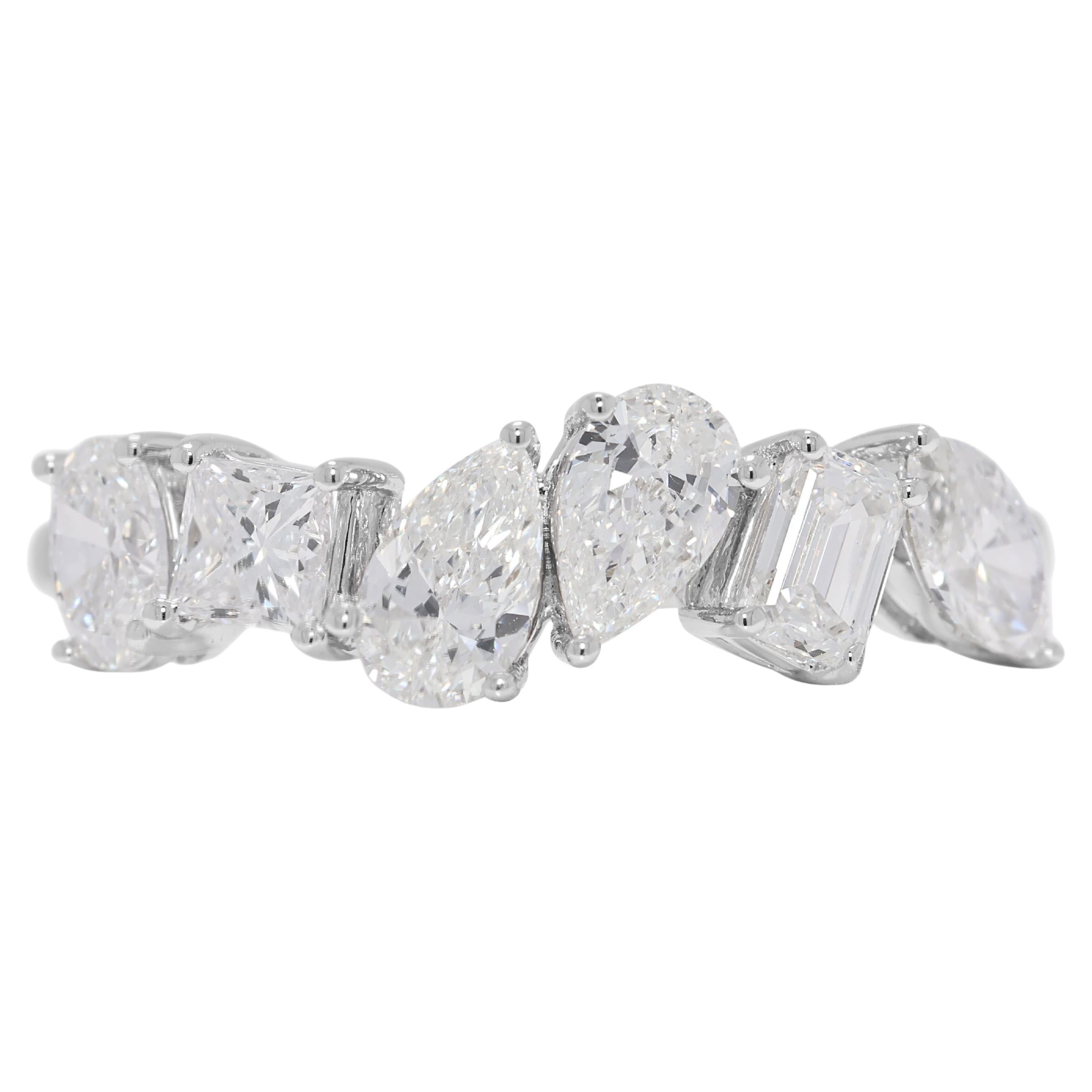 Whiting, anello con diamante naturale a taglio misto da 1,10 carati in oro bianco 18K in vendita