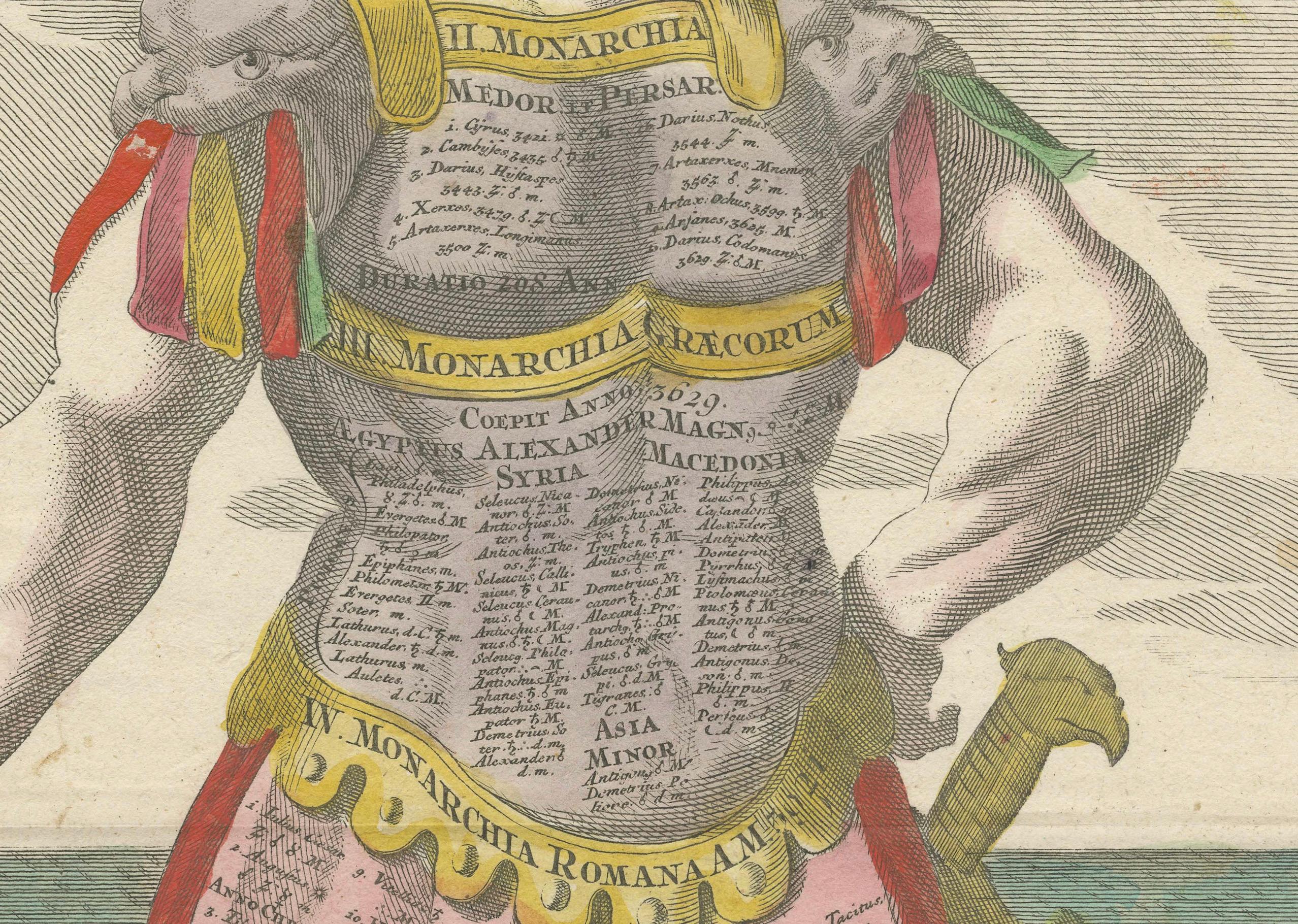 Carta Straordinaria incisione del 1740 del Colosso che raffigura il sogno del re Nabucodonosor in vendita