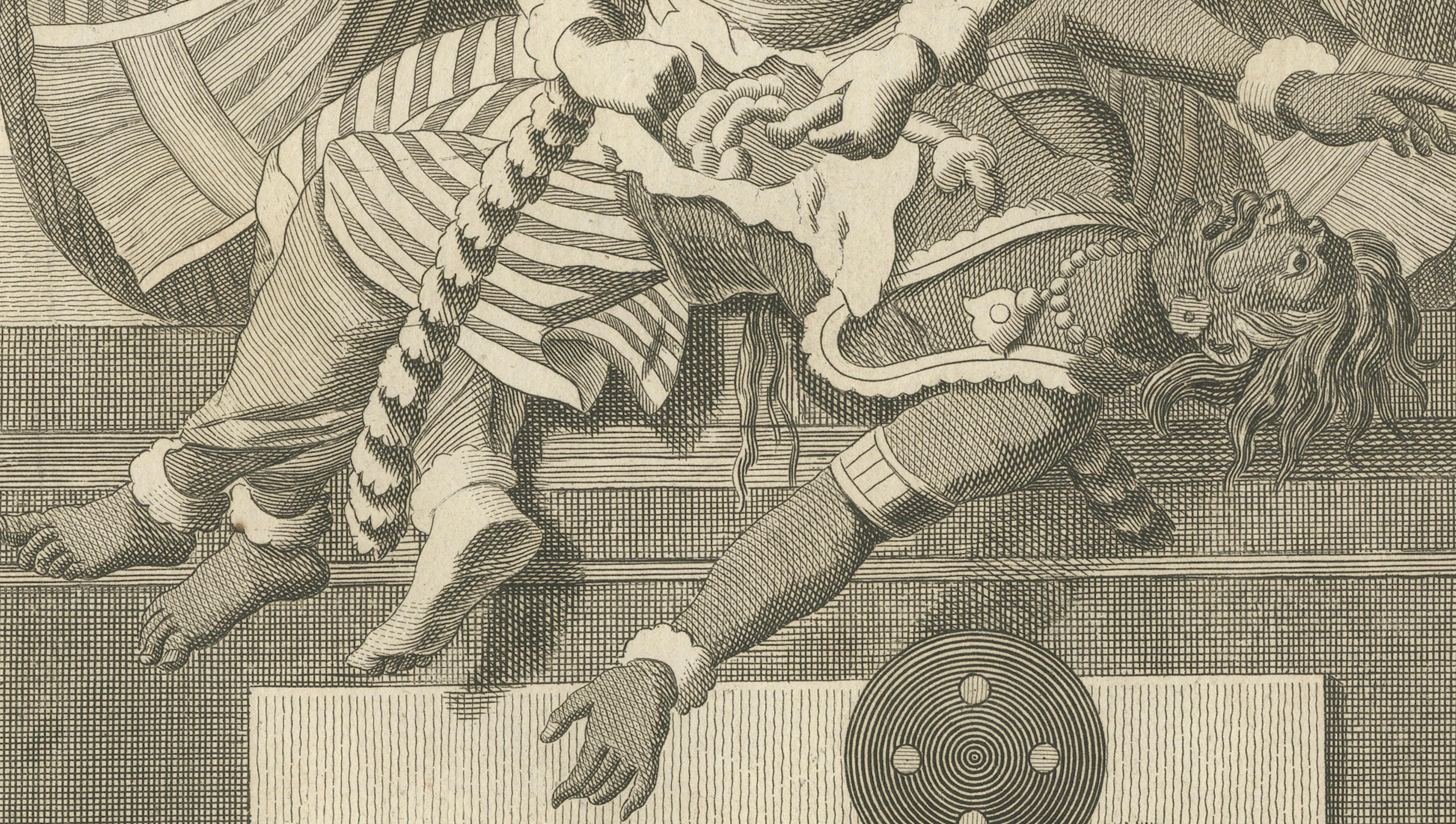 Remarquable imprimé ancien Avatar de Narasimha Vishnu, lion-Man Avatar, 1806 Bon état - En vente à Langweer, NL