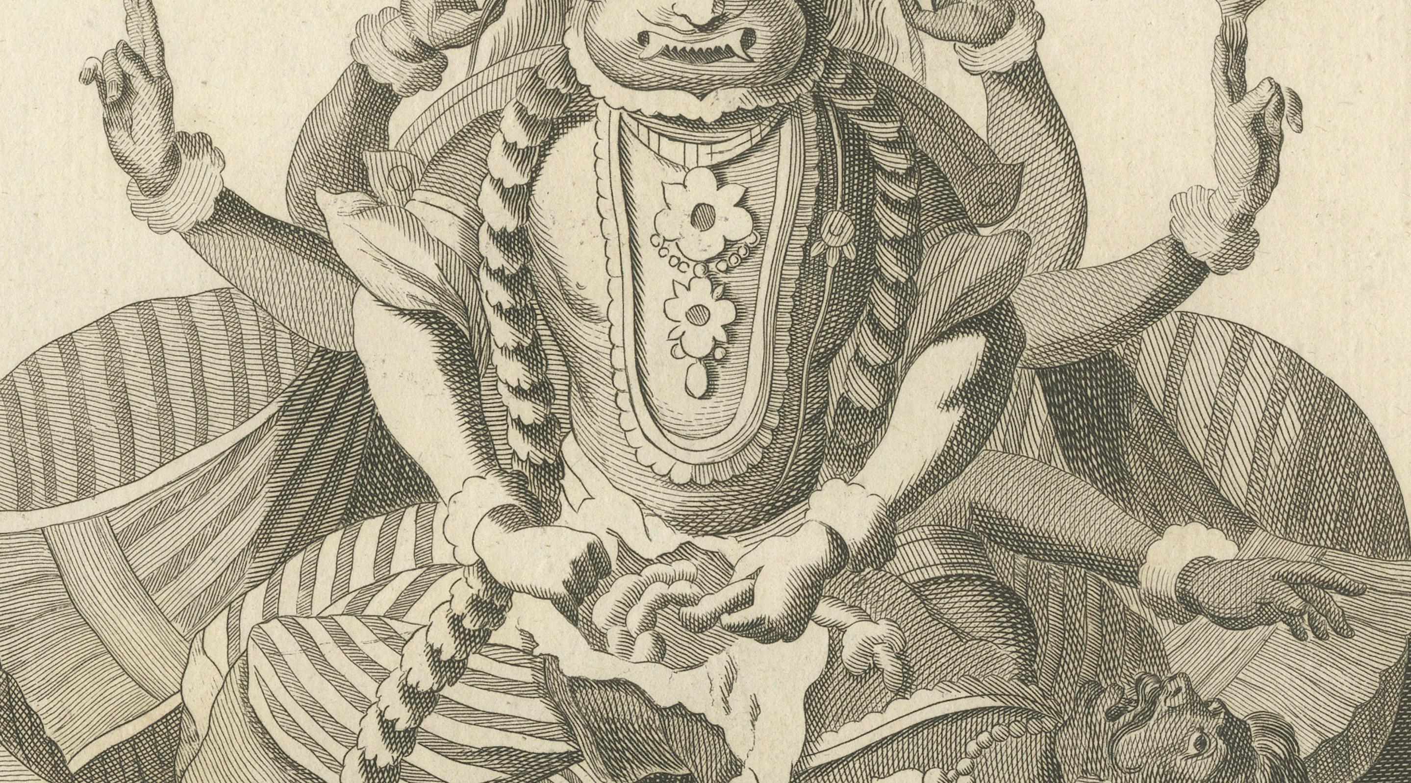 Début du XIXe siècle Remarquable imprimé ancien Avatar de Narasimha Vishnu, lion-Man Avatar, 1806 en vente