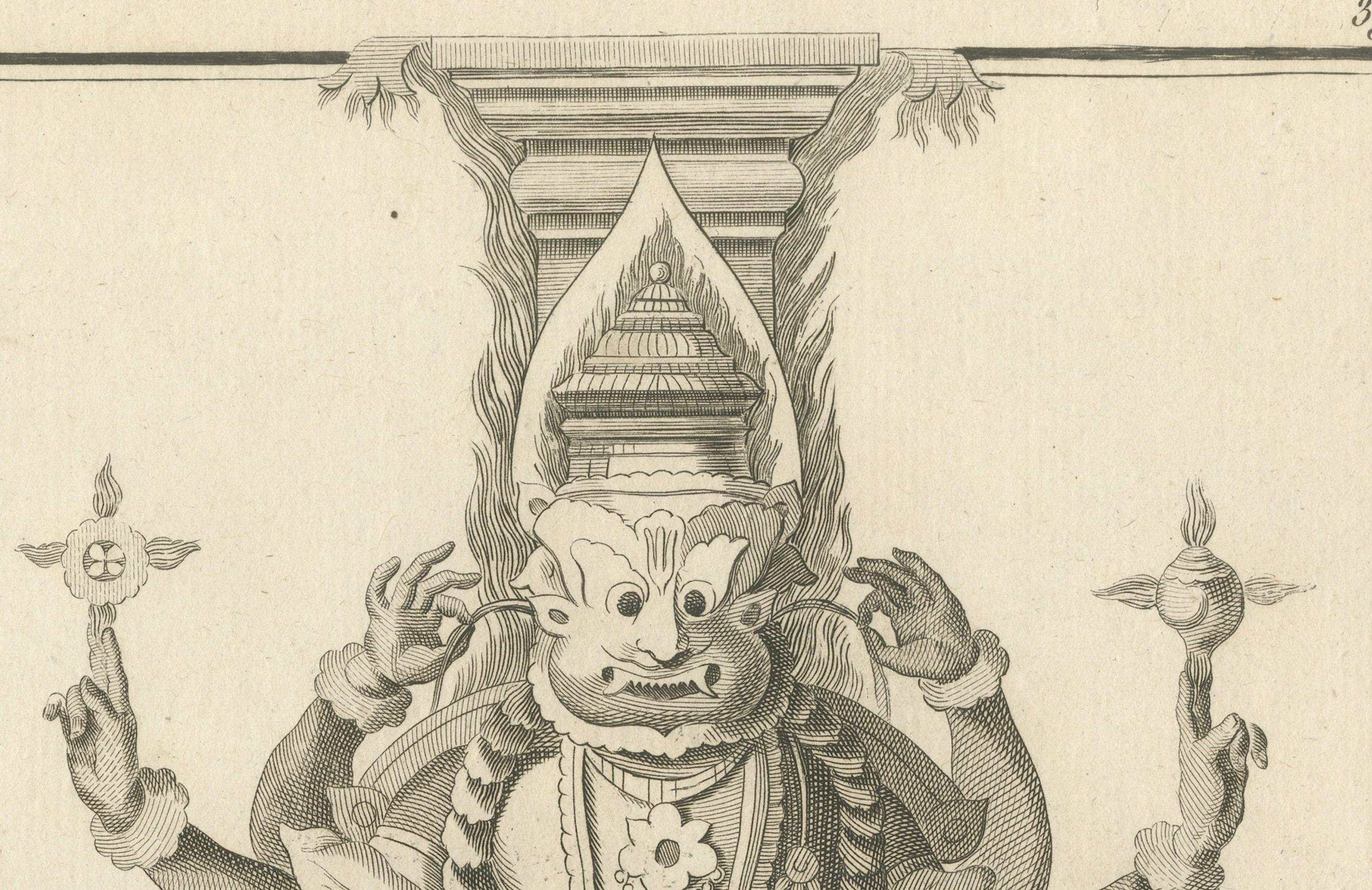 Papier Remarquable imprimé ancien Avatar de Narasimha Vishnu, lion-Man Avatar, 1806 en vente