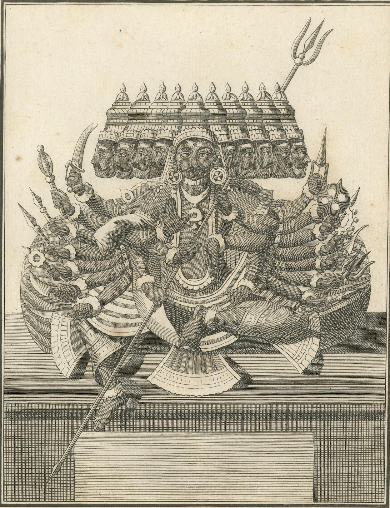 Remarquable gravure ancienne du roi Ravana Demon de 1806 - gravure hindoue Ramayana en vente 2