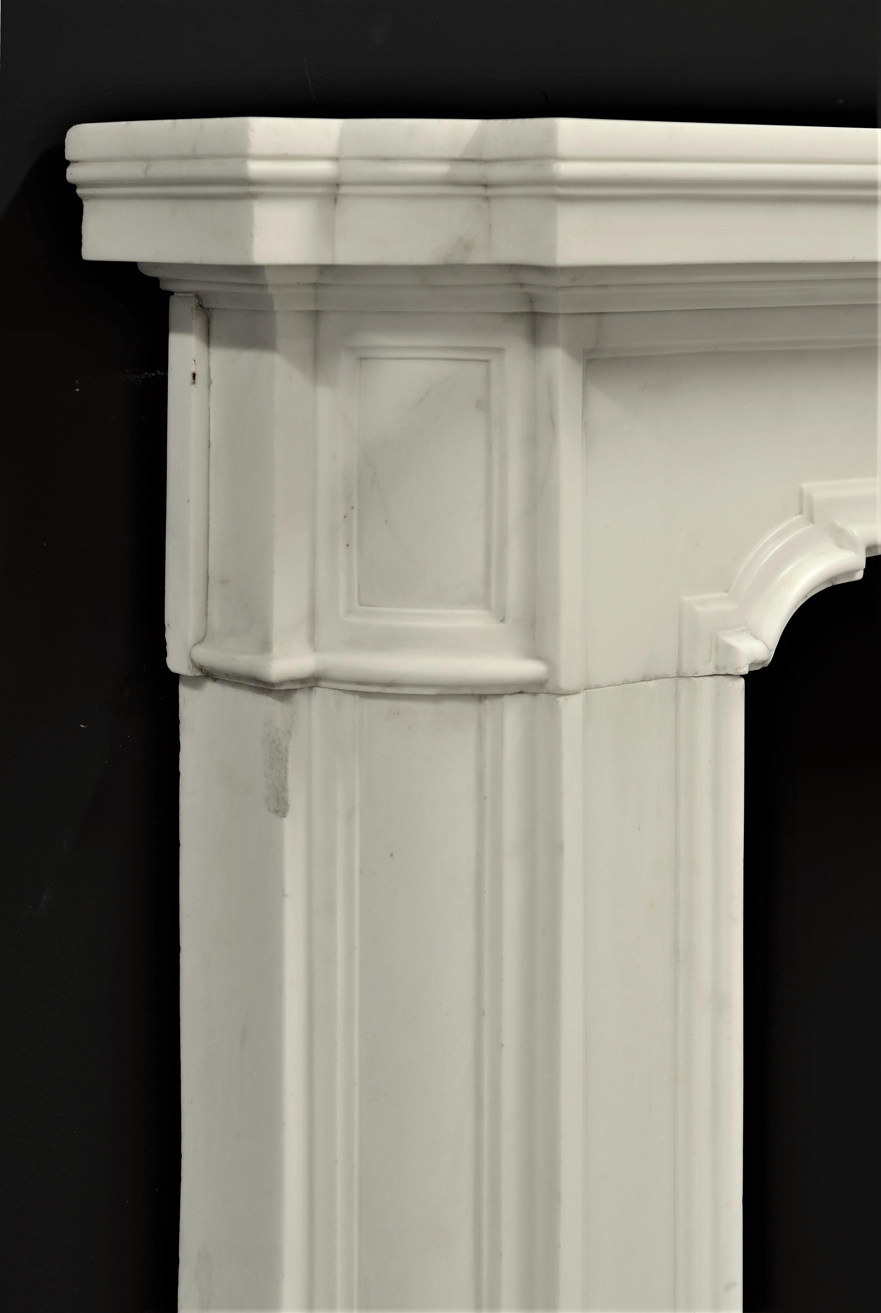 Striking 18th Century Italian Baroque Fireplace Mantel in Statuary Marble For Sale 8