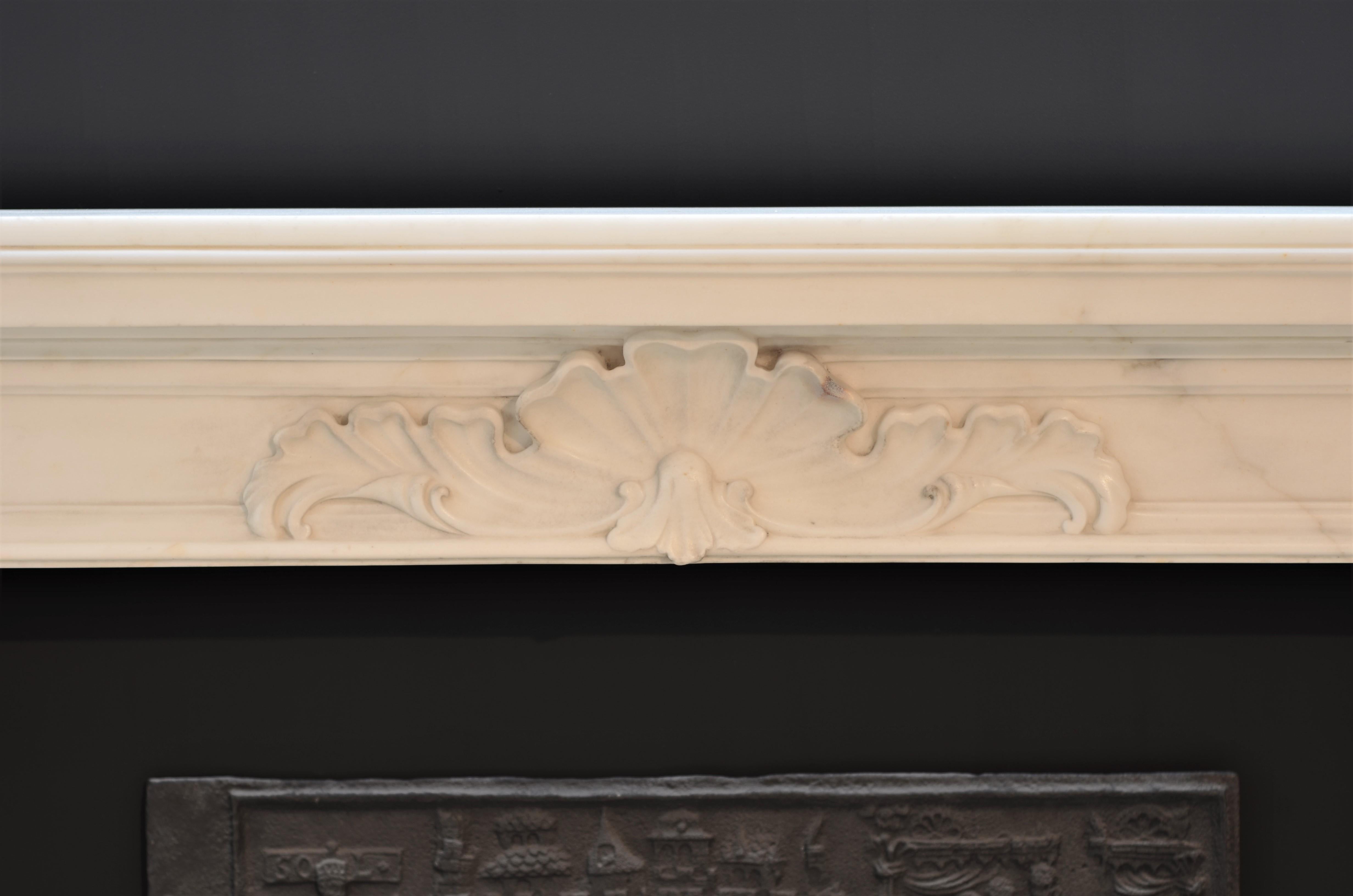 Striking 18th Century Italian Baroque Fireplace Mantel in Statuary Marble For Sale 12