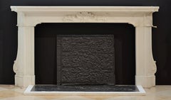 Striking 18th Century Italian Baroque Fireplace Mantel in Statuary Marble
