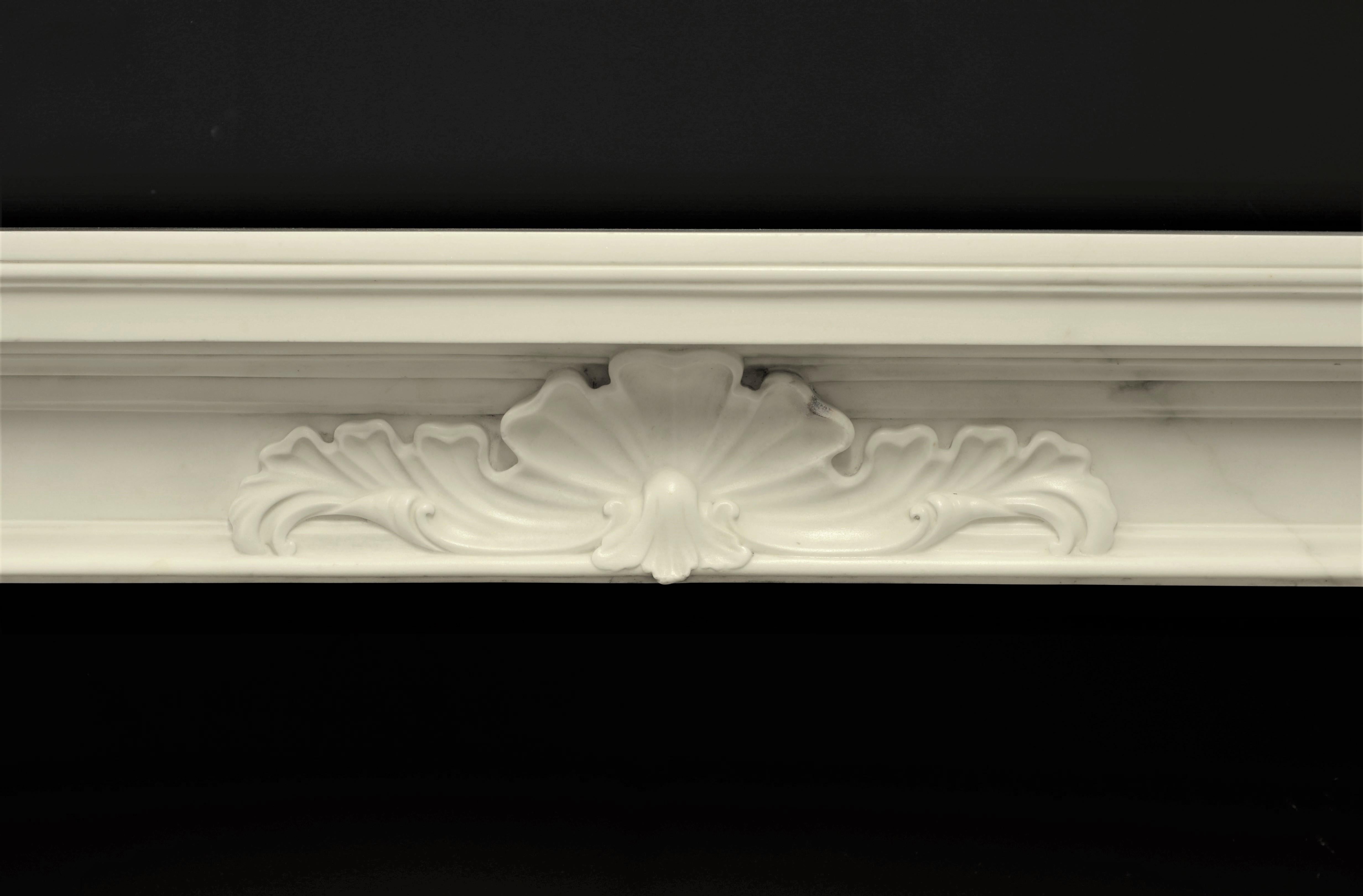 18th Century and Earlier Striking 18th Century Italian Baroque Fireplace Mantel in Statuary Marble For Sale