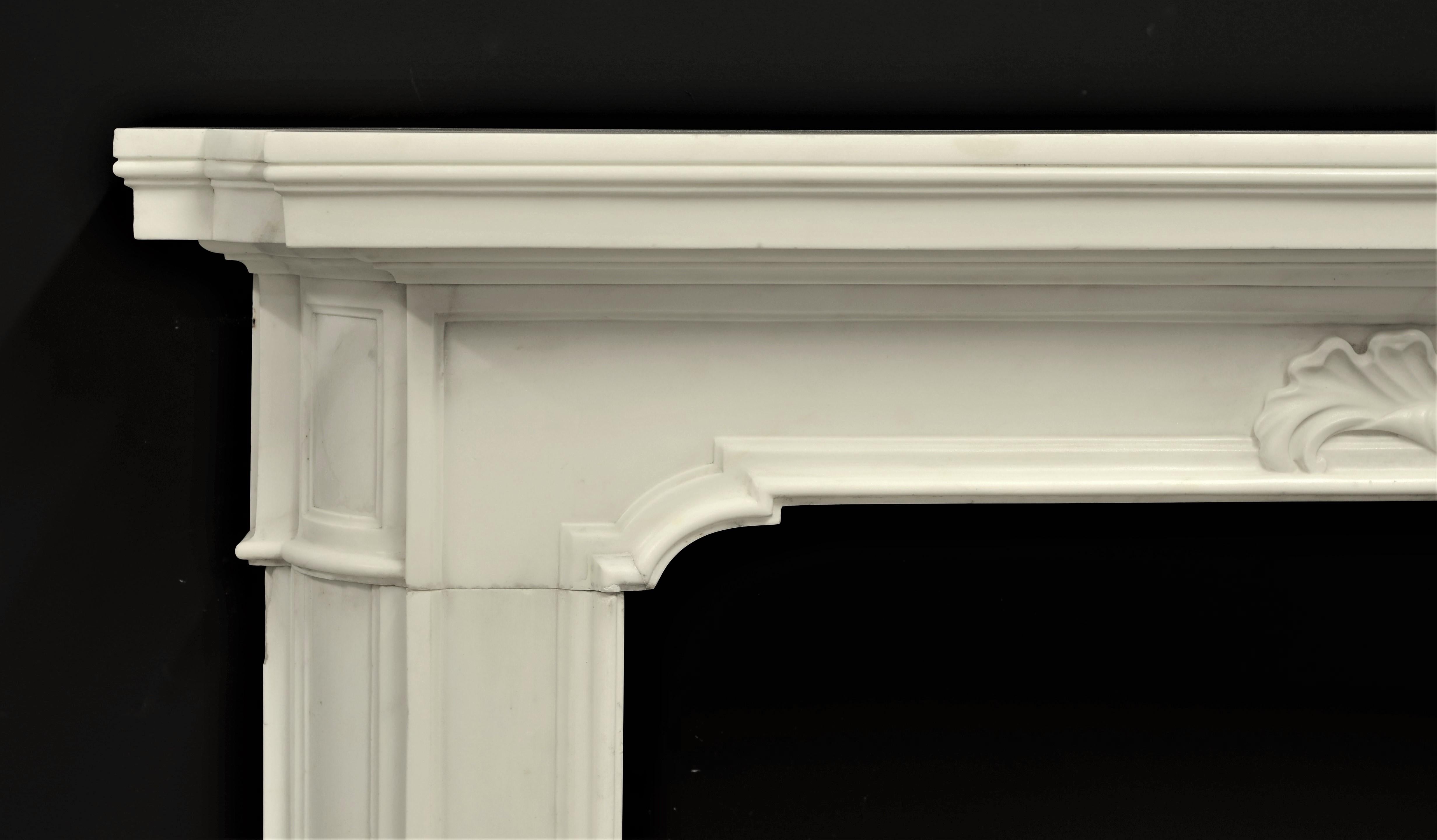 Striking 18th Century Italian Baroque Fireplace Mantel in Statuary Marble For Sale 3