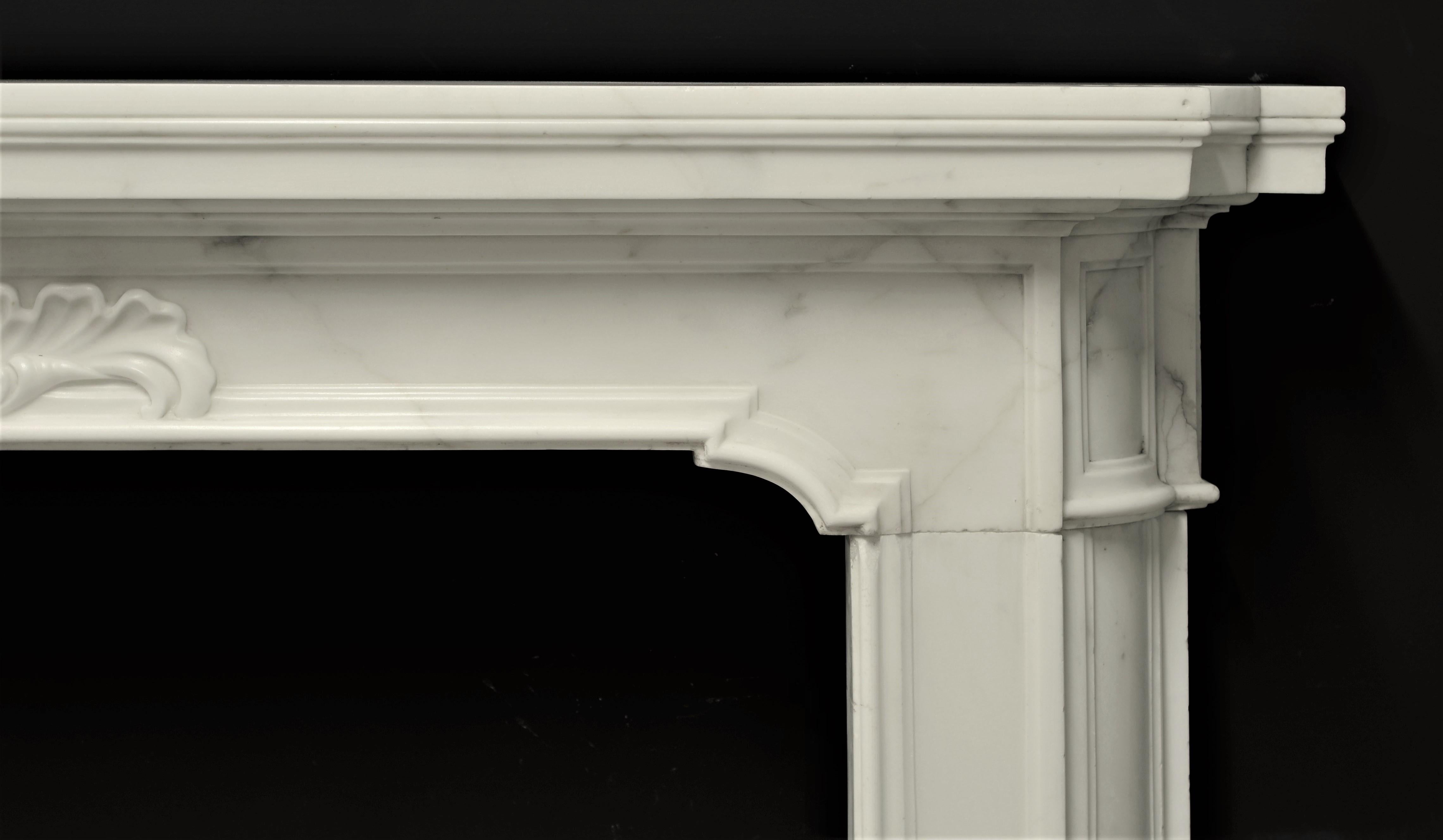 Striking 18th Century Italian Baroque Fireplace Mantel in Statuary Marble For Sale 4