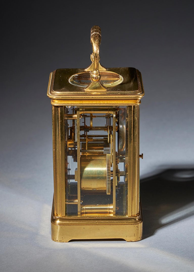 Striking 19th Century Carriage Clock with a GiltBrass Corniche Case by