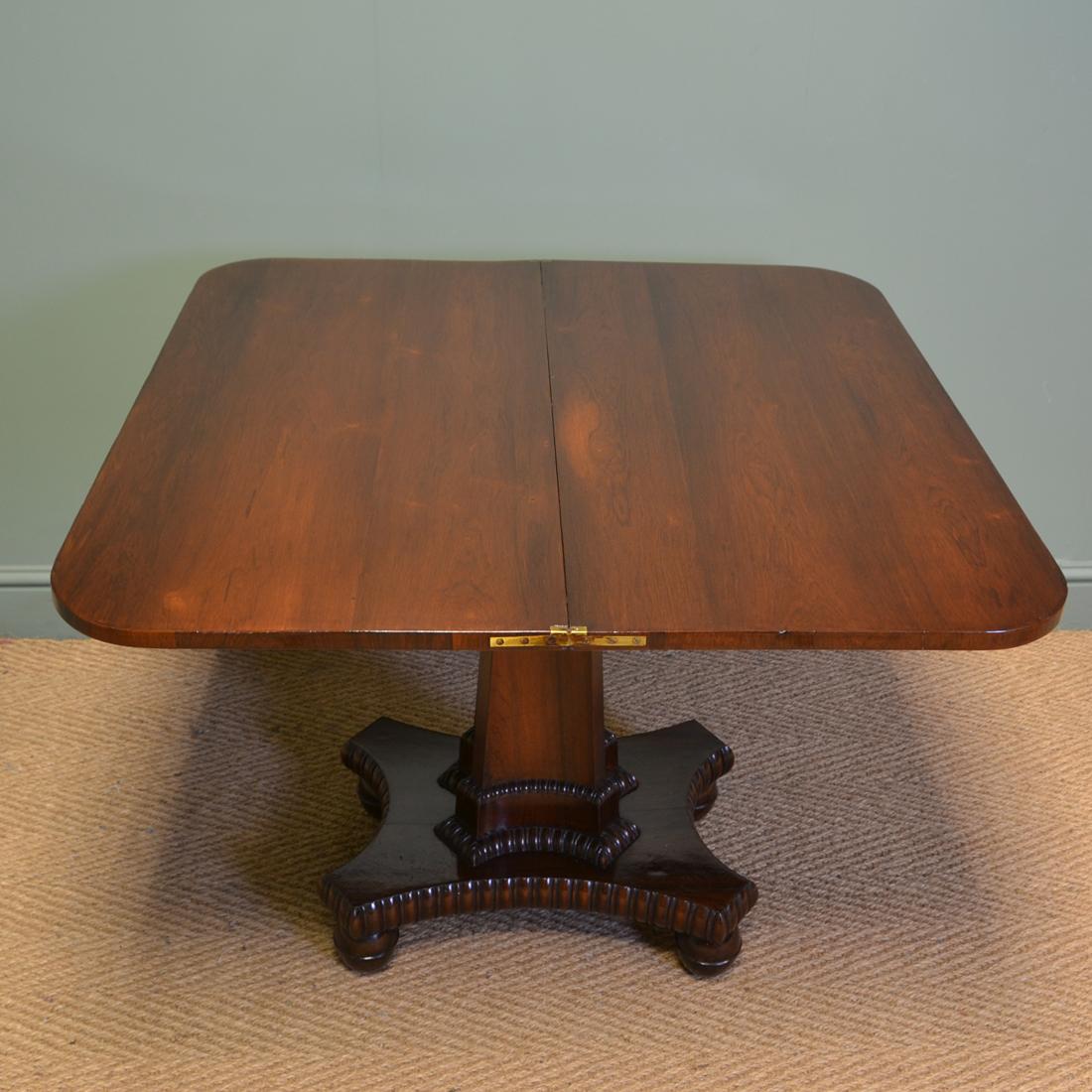 Striking William IV rosewood antique tea table

Full of beautiful charm and character and dating from circa 1835, this striking rosewood tea table has a beautifully figured top that swivels open to double the size. This sits above an unusual
