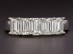 Striking 2 Carat Emerald Cut Diamond Band Ring