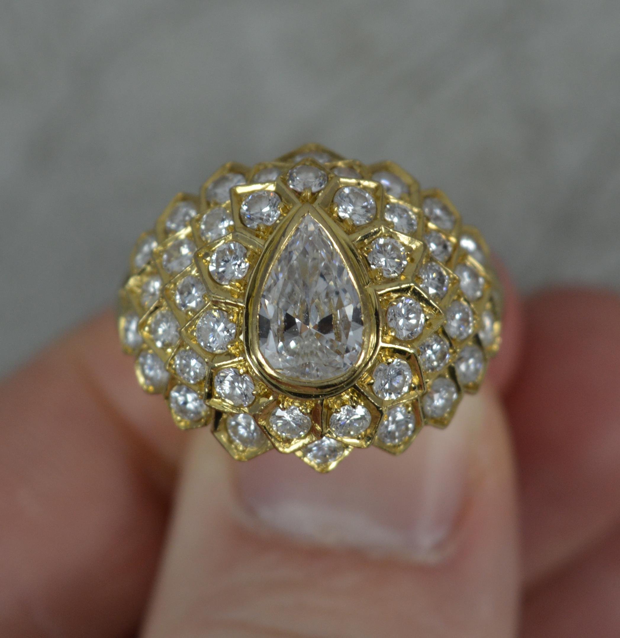 Striking 2.00ct Diamond and 18ct Gold Cluster Cocktail Ring 4