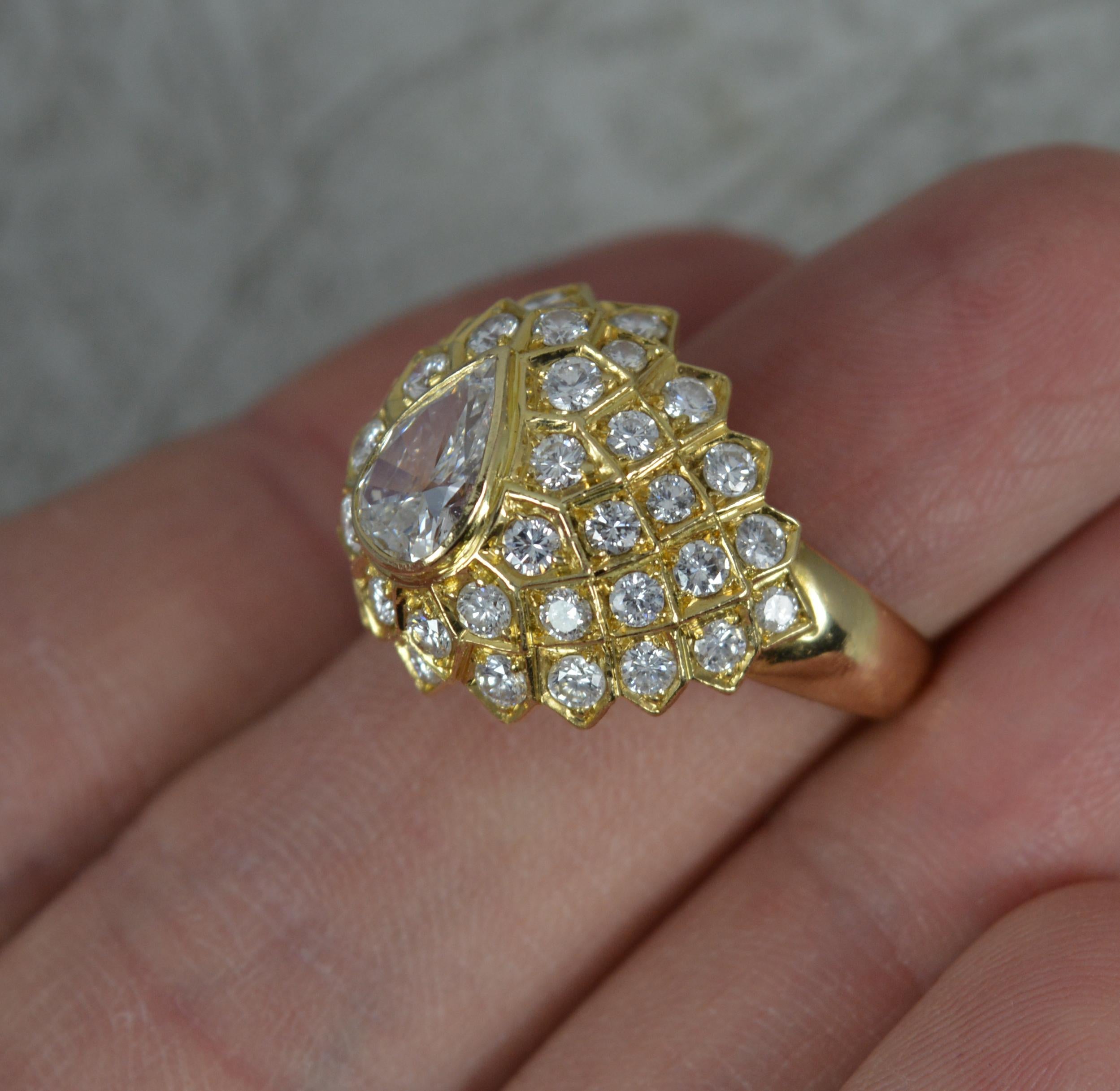 Striking 2.00ct Diamond and 18ct Gold Cluster Cocktail Ring 6