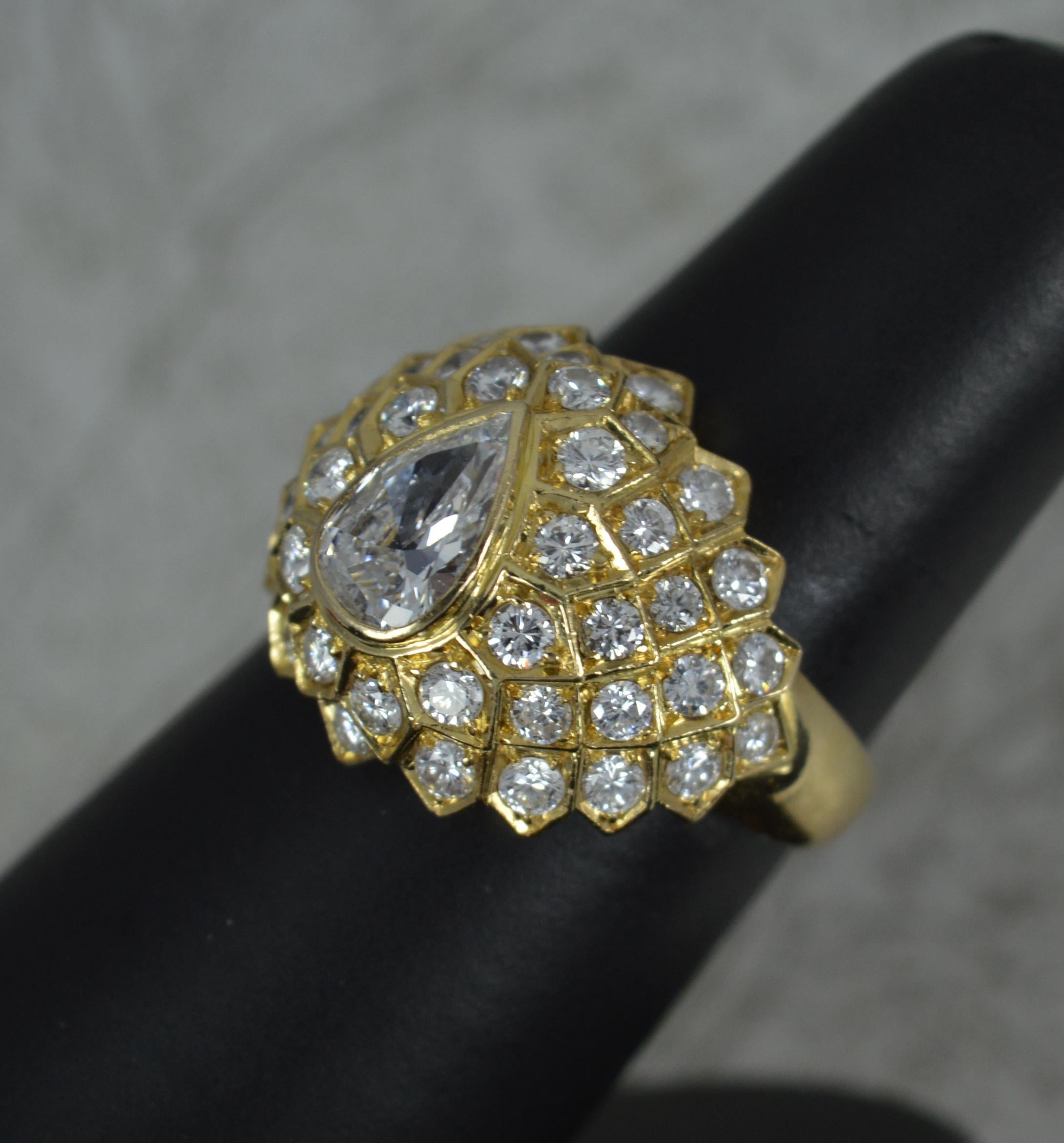 Striking 2.00ct Diamond and 18ct Gold Cluster Cocktail Ring 8
