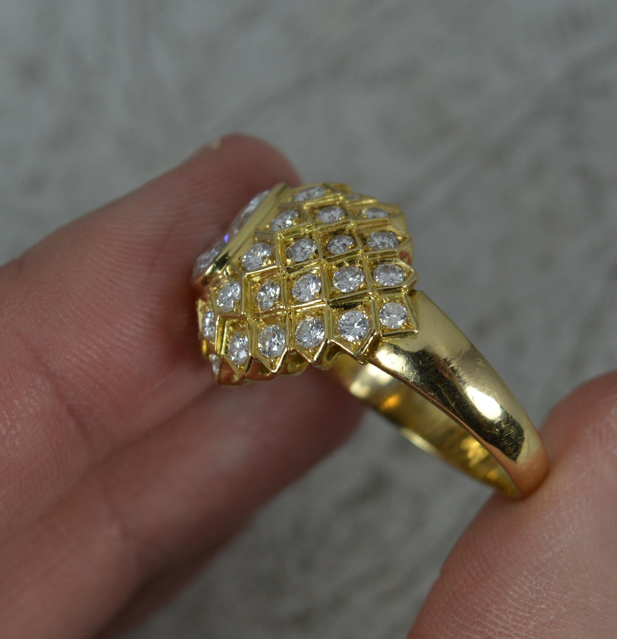 Striking 2.00ct Diamond and 18ct Gold Cluster Cocktail Ring In Excellent Condition In St Helens, GB